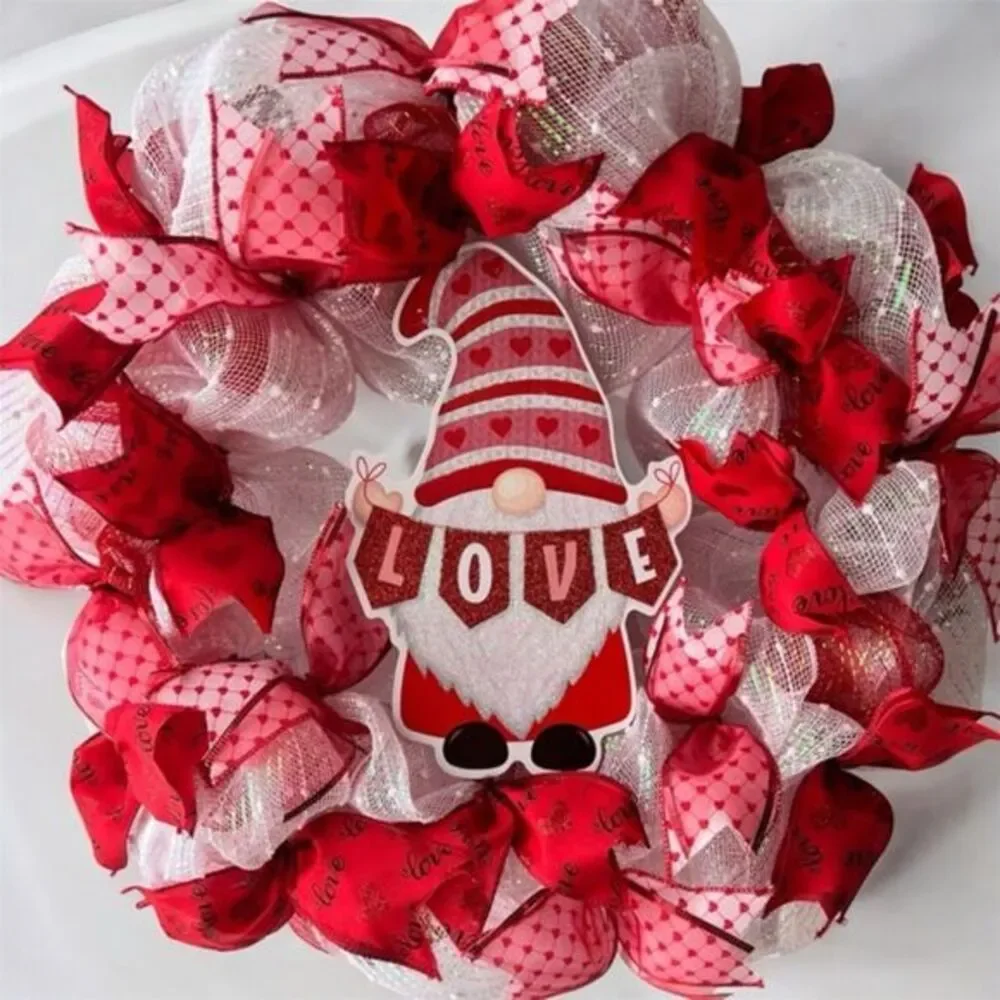 22” Beautiful Valentine’s Day wreath hand made deco mesh wreath